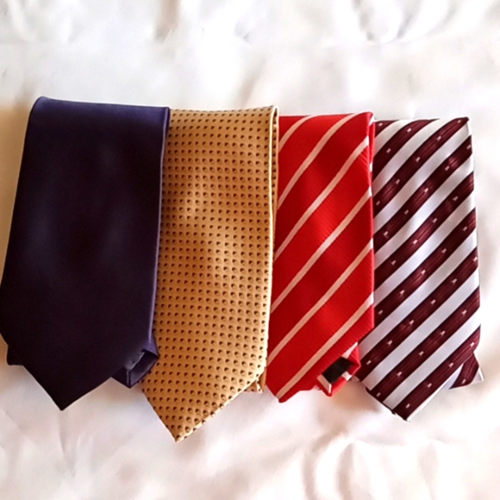 4 New 100% Silk Ties The Ties Are Handmade!